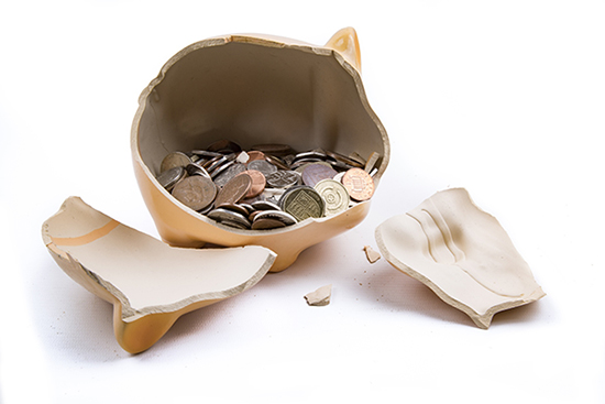 Image of a broken piggy bank.