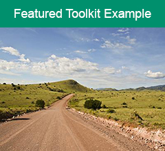 New Mexico road and landscape with the text "Featured Toolkit Example" at the top.